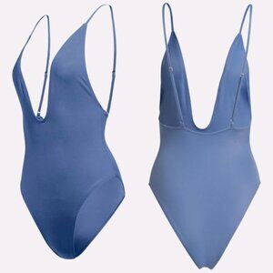 Purple Blue Bodysuit Swimsuit NWT Plunge  Retail 99